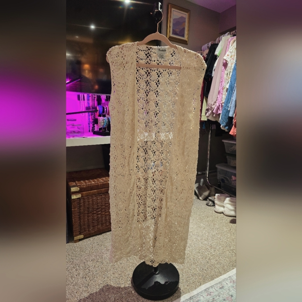 Vintage 90s Specially Made for Kroshetta Crochet Vest Size M